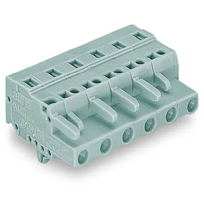1-conductor female plug; Snap-in mounting feet; 2.5 mm²; Pin spacing 7.5 mm; 13-pole; 2,50 mm²; gray