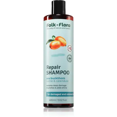 Folk & Flora Sea Buckthorn șampon regenerator pentru par vopsit si deteriorat 400 ml