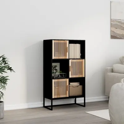 Gossi dulap inalt, negru, 70x35x125 cm, lemn prelucrat