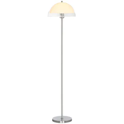 HOMCOM Lampă de Podea cu Abajur Dublu Strat pentru Living, Sufragerie, Dormitor, din Metal și Acrilic, Ø35x150 cm, Alb | Aosom Romania