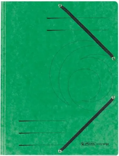 Dosar Herlitz - Quality, cu banda elastica si trei clape, verde