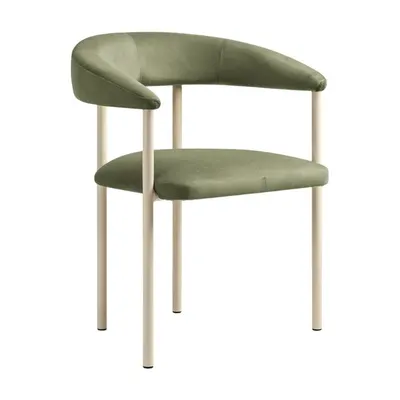 Scaun de living verde/crem cu cotiere tapițat Lea – Micadoni