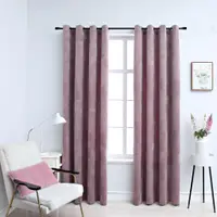 Gossi draperii opace cu inele, 2 buc., roz antic, 140x245 cm, catifea