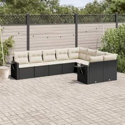 Gossi set mobilier de gradina cu perne, 9 piese, negru, poliratan