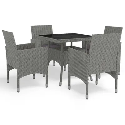 Gossi set mobilier de exterior, 5 piese, gri, poliratan si sticla