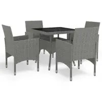 Gossi set mobilier de exterior, 5 piese, gri, poliratan si sticla