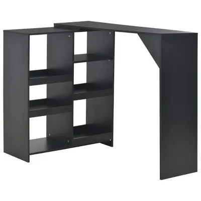 vidaXL Masă de bar cu raft mobil, negru, 138x39x110 cm