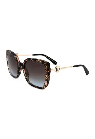 Ochelari de soare cat-eye cu model logo - Maro inchis/Auriu deschis
