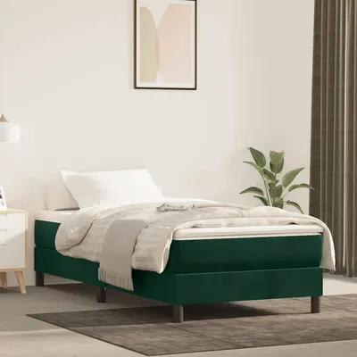vidaXL Cadru de pat cu arcuri, verde închis, 90x200 cm, catifea