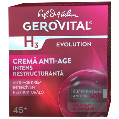 Crema antiage intens restructuranta de noapte H3 Evolution 45+, 50ml, Gerovital