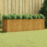 Gossi strat inaltat de gradina, 280x80x80 cm, otel corten