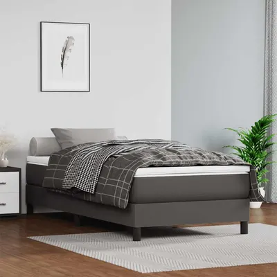 vidaXL Saltea cu arcuri buzunar, fermitate medie, gri, 120x190x20 cm, piele ecologică