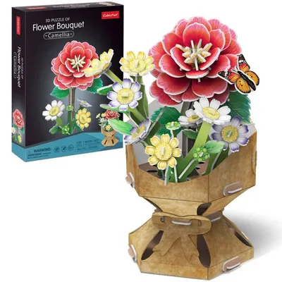 3D Puzzle Cubic Fun din 109 piese- Buchet de camelie