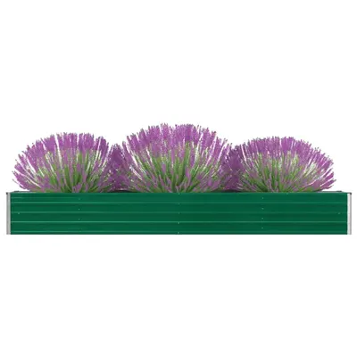 Gossi strat inaltat de gradina, verde, 320x40x45 cm, otel galvanizat