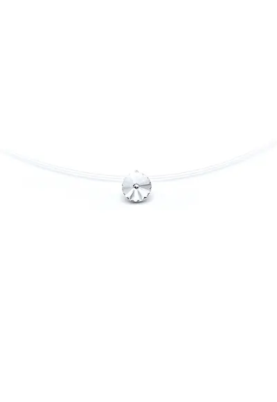 Colier fir transparent cu Cristal Swarovski in suport din Argint 925 - reglabil 38-41 cm - Argintiu