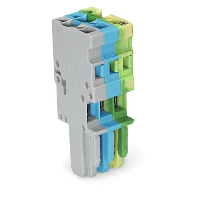 1-conductor female plug; 4 mm²; 3-pole; 4,00 mm²; gray, blue, green-yellow