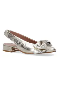 Pantofi slingback din piele cu funda aplicata