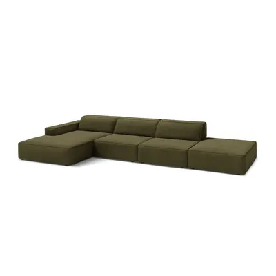 Colțar modular kaki cu tapițerie din catifea (cu colț pe partea stângă/cu șezlong) Jodie – Micadoni