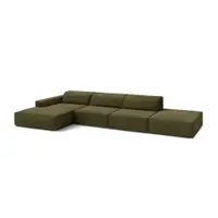 Colțar modular kaki cu tapițerie din catifea (cu colț pe partea stângă/cu șezlong) Jodie – Micadoni
