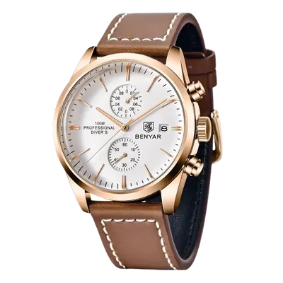 Ceas barbatesc de mana Benyar Casual Fashion Cronograf Data Maro