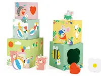 Cuburi din lemn pentru sortare Classic World - Cu motive forestiere