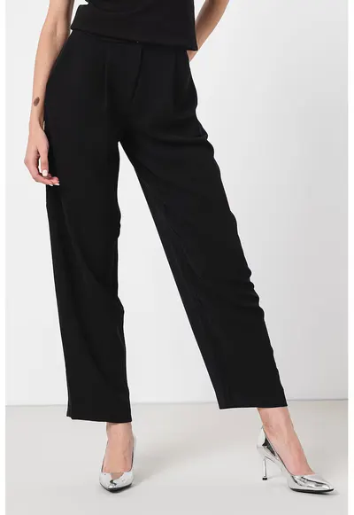 Pantaloni drepti cu talie inalta - Negru