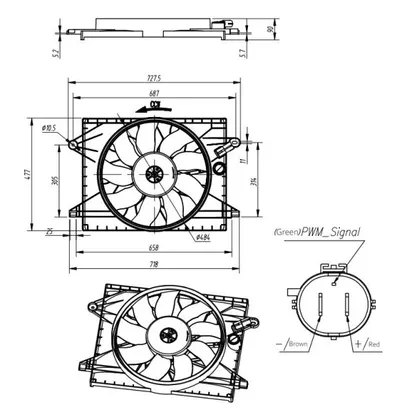 Ventilator radiator (cu carcasa) potrivit DODGE CHALLENGER, CHARGER 6.2 09.14