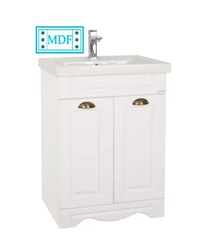 Set Baza front MDF si Lavoar seria 772, 60 cm, alb rustic