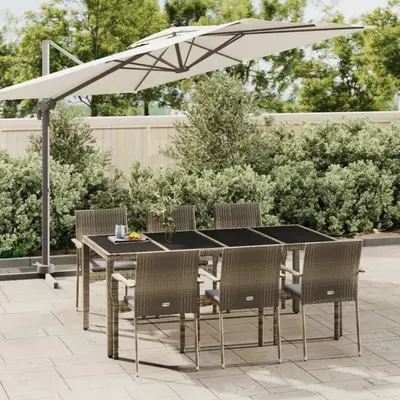 Gossi set mobilier de gradina cu perne, 7 piese, gri, poliratan