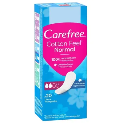 Absorbante Zilnice Carefree Panty Liners, Cotton Fresh, 20 Bucati