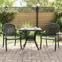 vidaXL Set masă de grădină 3 buc. Negru Aluminiu turnat