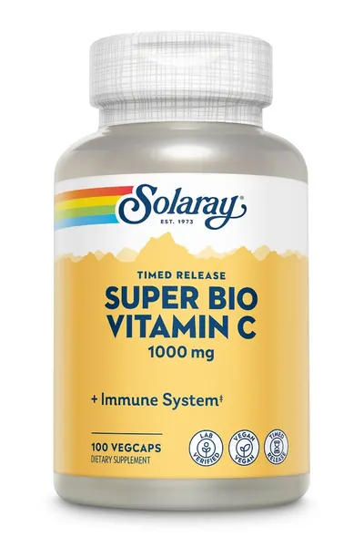 Super Bio Vitamina C 1000mg Solaray, 100 capsule vegetale, Secom