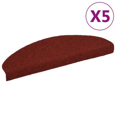 vidaXL Covorașe pentru scări autoadezive, 5 buc., 65x21x4 cm, roșu bordeaux, semirotunde, mari