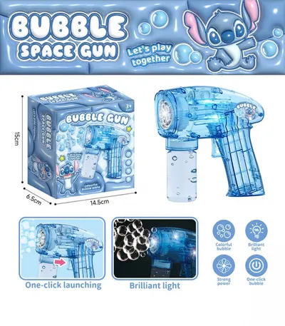 Pistol transparent pentru baloane de sapun Stitch