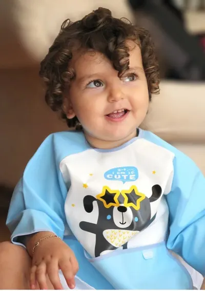 Baveta cu maneci si buzunar BabyJem Polly Bib Blue