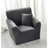 Husa elastica universala, pentru fotoliu cu brate, Catifea Gri