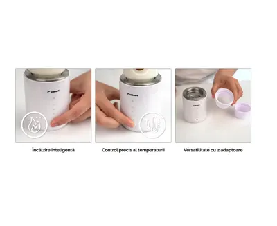 Incalzitor electric pentru biberoane Kidnort Dromme, model portabil, universal, fara fir, cu incarcare USB-C, temperatura reglabila