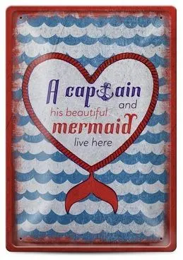 Placuta metalica - A captain and his beautiful mermaid live here