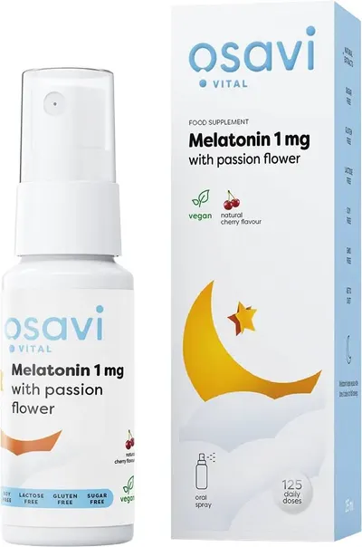 Melatonin with Passion Flower Spray oral, cireașă, 25 ml, Osavi