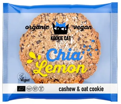 Kookie Cat bio fursec cu chia și lămâie, 50 g