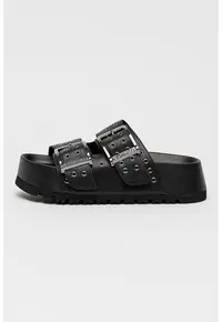 Papuci flatform cu catarama Jane Ari - Negru