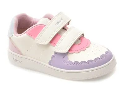 Pantofi sport GEOX albi, B555MA, din piele ecologica
