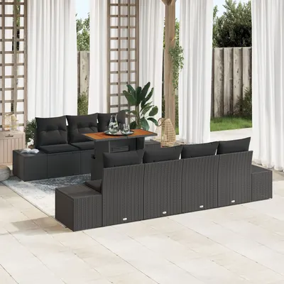 Gossi set de canapele de 8 piese cu perne ratan poliratan negru
