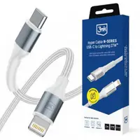 Cablu Date si Incarcare USB-C - Lightning 3MK Hyper N, 27W, 2m, Alb