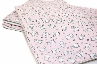 Set protectii patut din bumbac 60x120 cm Baby Bear roz KidsDecor