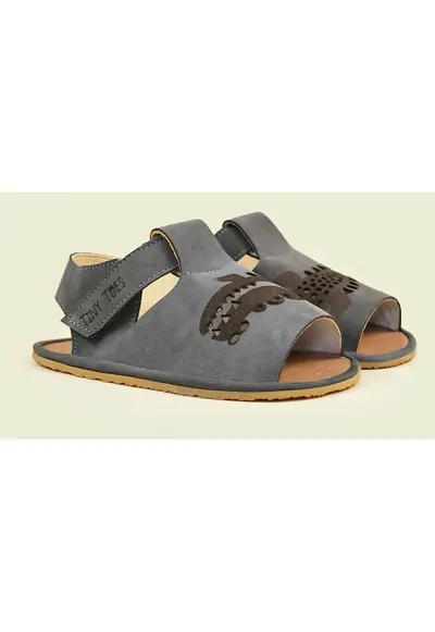 Sandale Barefoot din piele naturala - Croc - Gri
