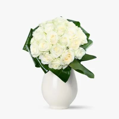 Buchet de 27 trandafiri albi