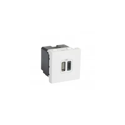 Double USB Type-A + Type-C charging prizas Mosaic - 5 V - 3 A - 15 W - 2 module - alb