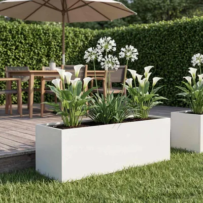vidaXL Vază pentru Grădină Alb 40 x 20 x 20 cm Oțel laminat la rece