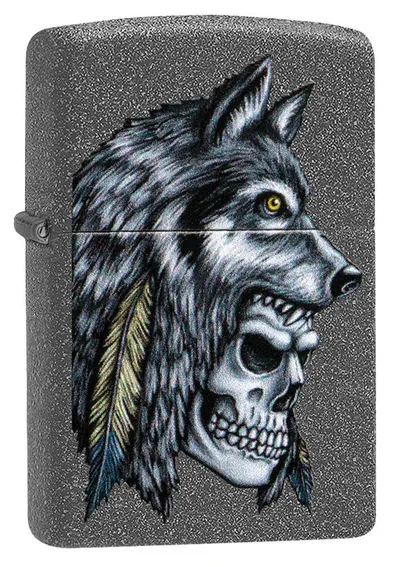 Bricheta Zippo Iron Stone, craniu si lup